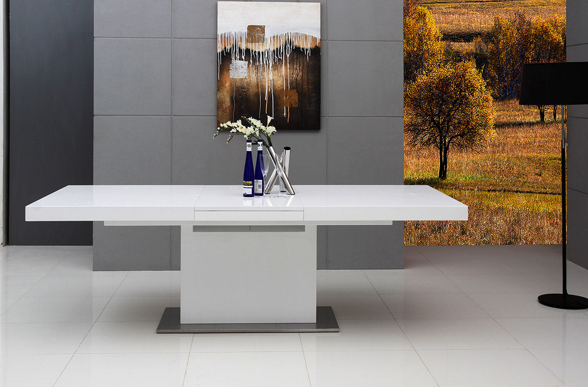 Zenith Modern White Extendable Dining Table by VIG Furniture - View 10