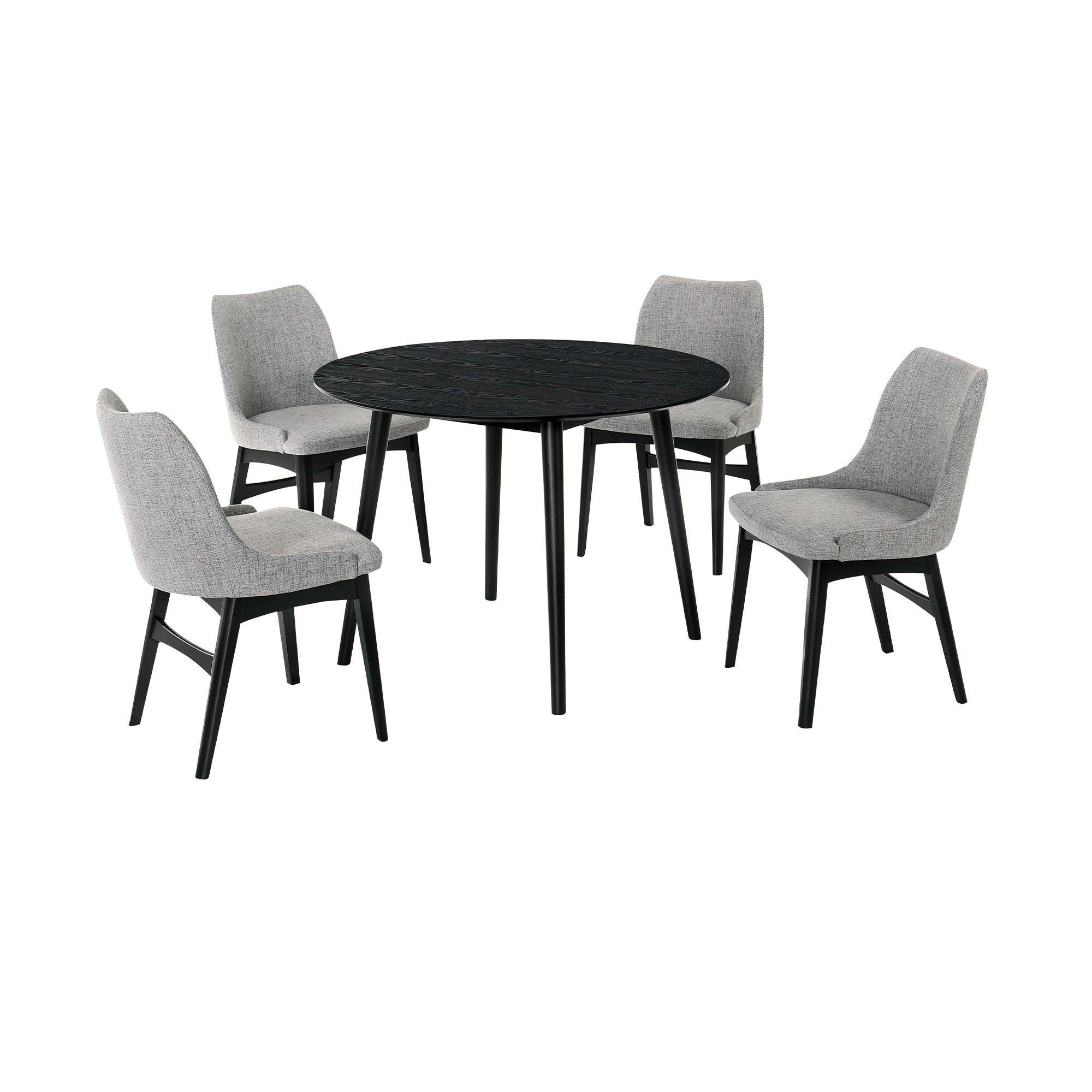 Arcadia And Azalea - Round 5 Piece Dining Set - Gray / Black