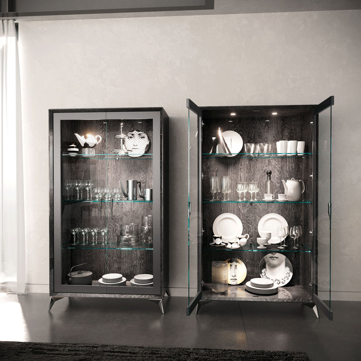 Krystal - 2 Door Vitrine - Black