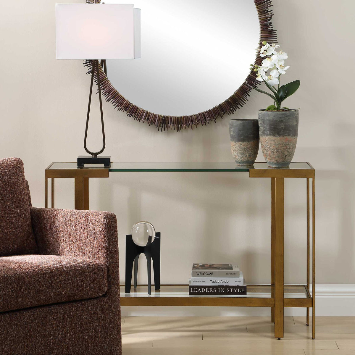Kendrick - Glass Console Table - Gold