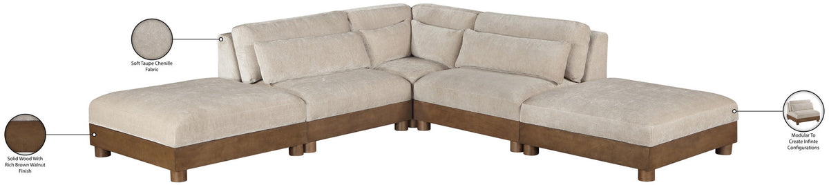 Turin - Chenille Fabric Upholstered Modular Sectional - Taupe