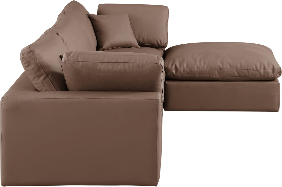 Comfy - 4 Piece Faux Leather Modular Sectional With Chaise