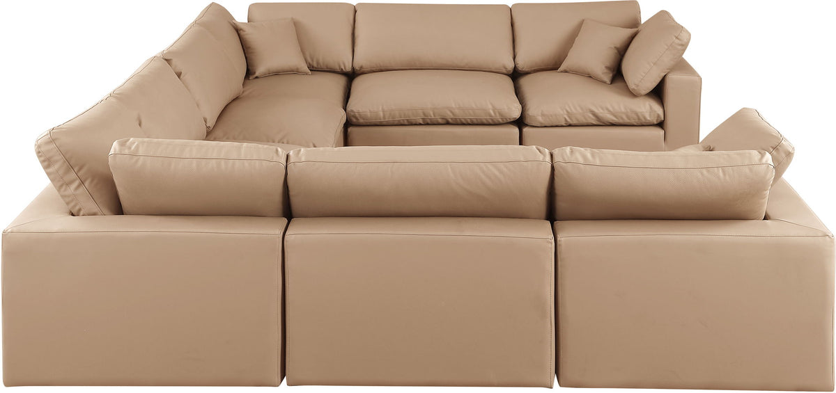 Comfy - 8 Piece Faux Leather Modular Sectional - Tan