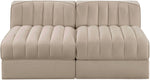 Rummi - Velvet Performance Fabric Upholstered 2 Piece Modular Armless Loveseat