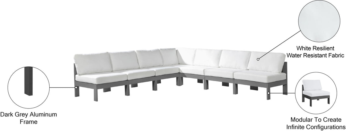 Nizuc - Outdoor Patio 7 Piece Modular Sectional With Gray Frame