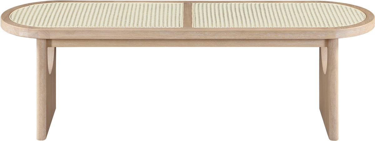 Canovia - Solid Wood And Faux Cane Bench