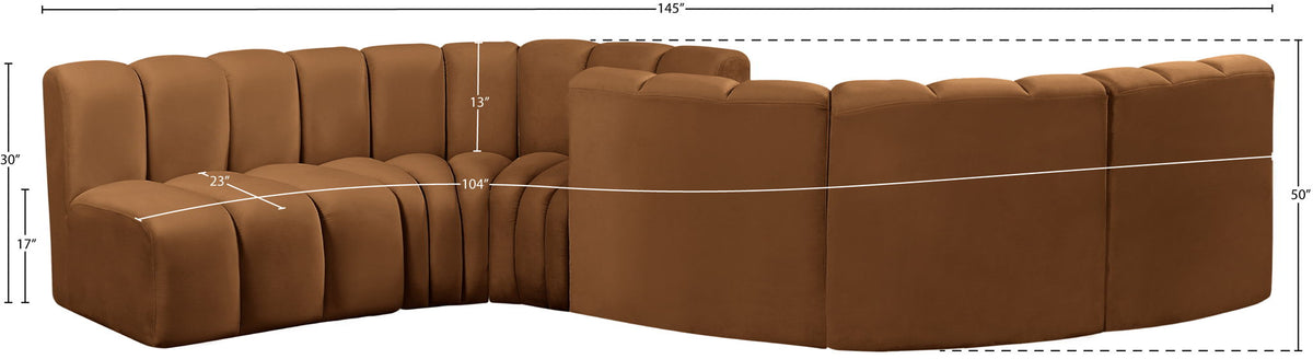Arc - Velvet 6 Piece Modular Sofa - Saddle