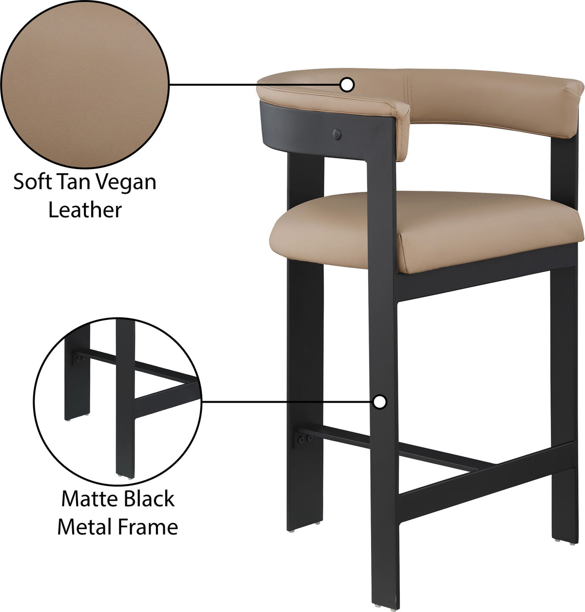 Romeo - Faux Leather Counter Stool With Black Base (Set of 2)