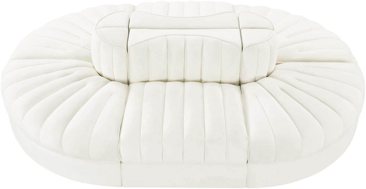 Rummi - Oval Velvet Performance Fabric Upholstered 6 Piece Modular Sectional