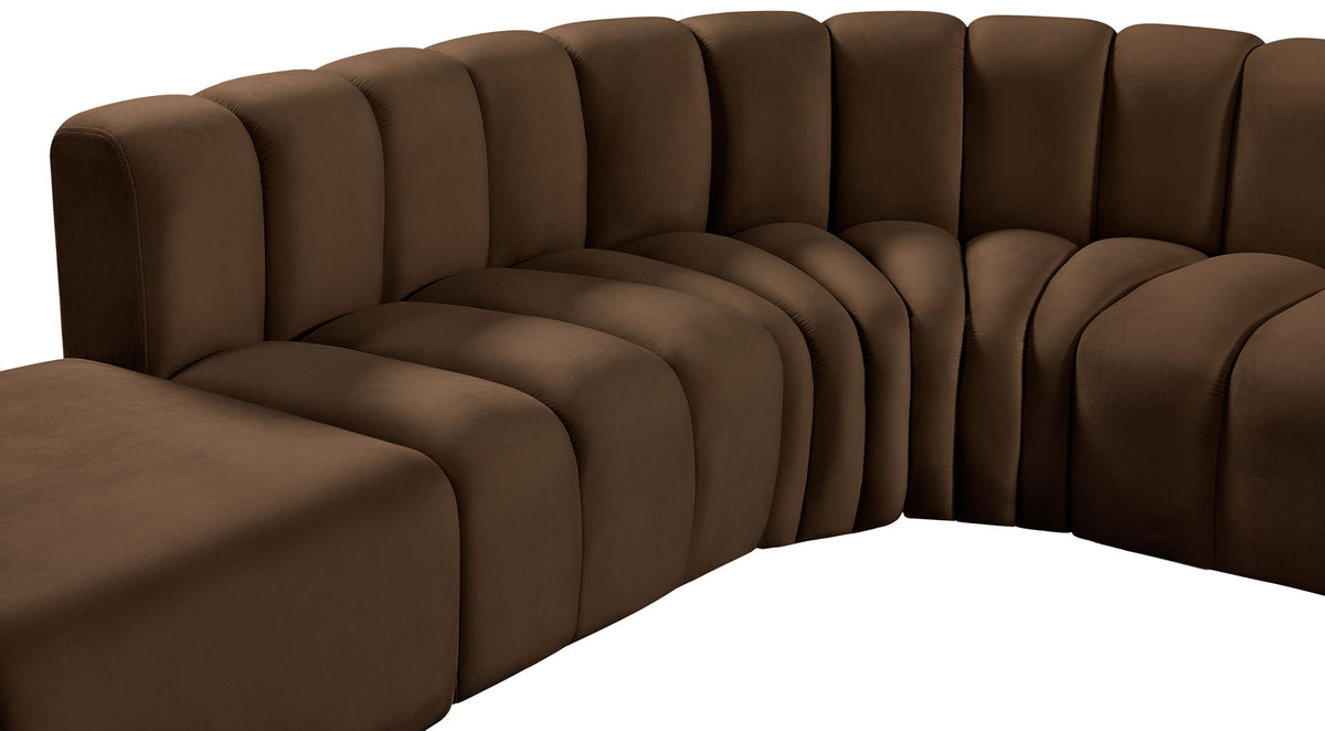 Arc - Velvet 10 Piece Modular Sofa - Brown