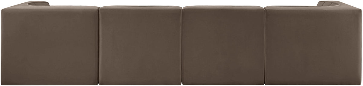 Rummi - Velvet Performance Fabric Upholstered 4 Piece Modular Sofa