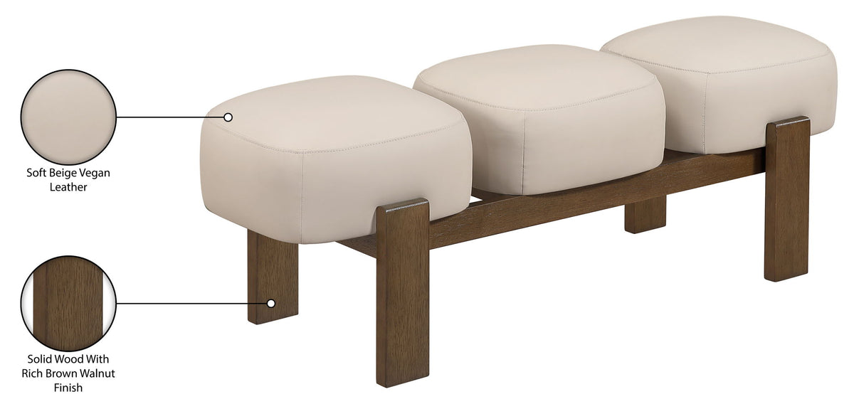 Woodcrest - Vegan Leather Upholstered Bench - Painted Brown Walnut Base