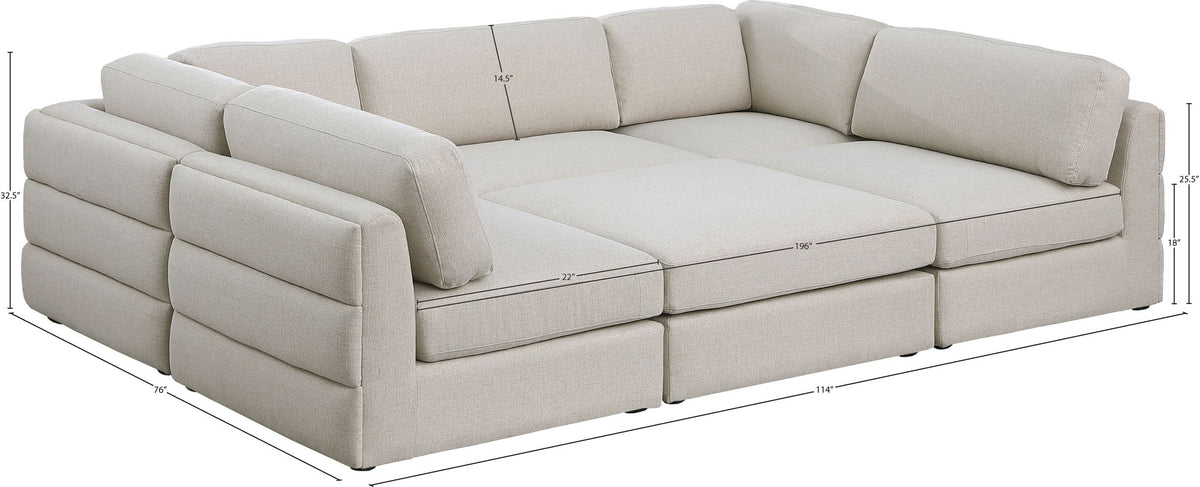 Beckham - 6 Piece Modular U-Shaped Armless Sectional