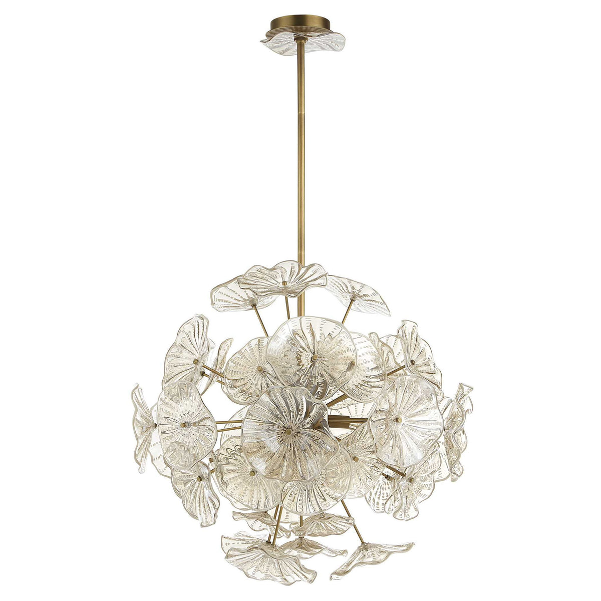 Champagne Lily Pads - Pendant - Light Antique Brass