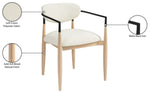 Riccio - Performance Fabric Upholstered Dining Arm Chair (Set of 2) With Light Brown Legs - Cream