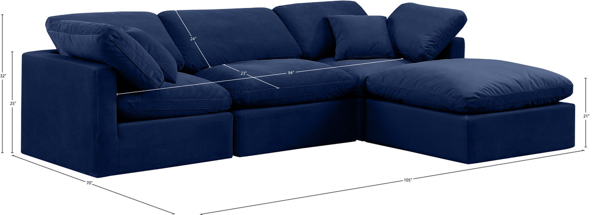 Indulge - Velvet 4 Piece Modular Sectional With Chaise
