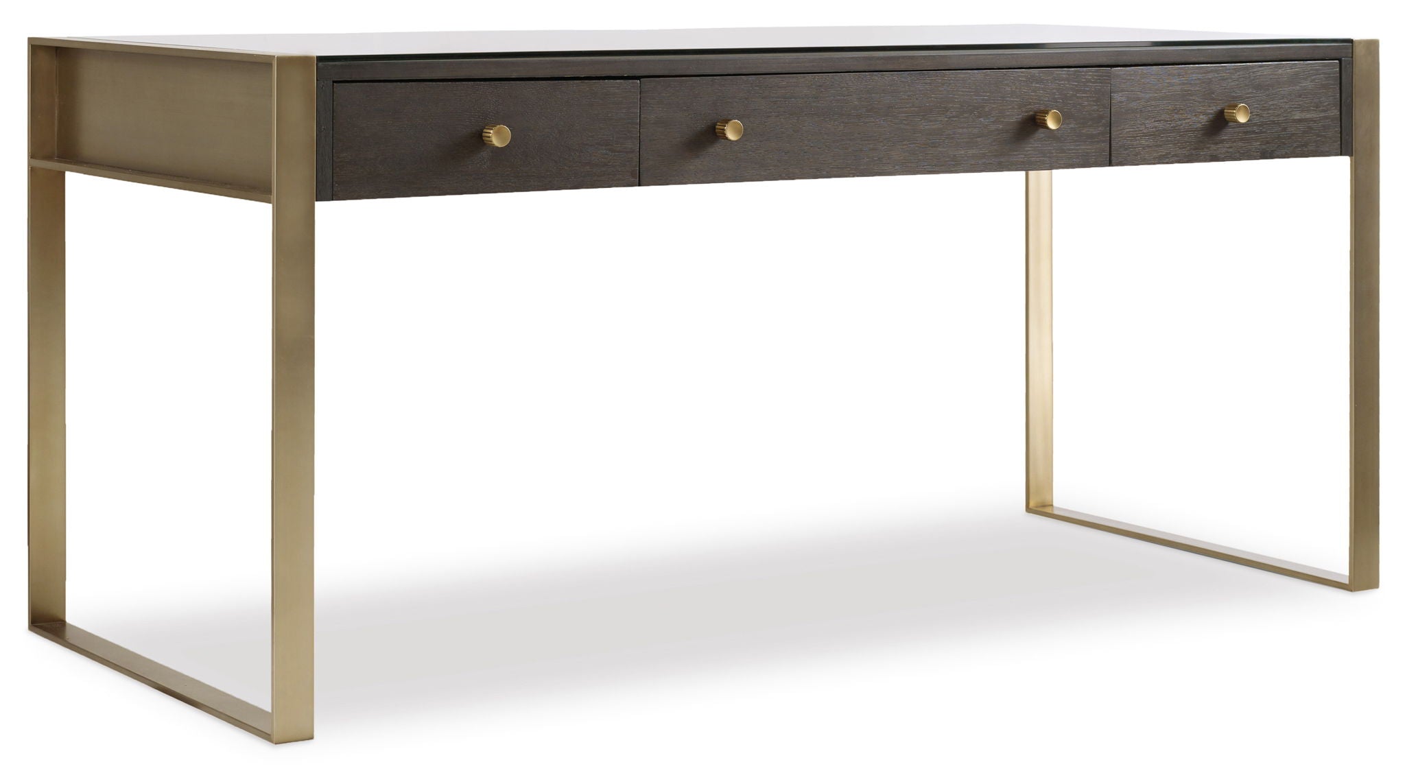 Curata - Writing Desk - Dark Brown / Gold