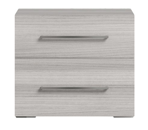Mia - Nightstand With Handles - White / Gray / Silver