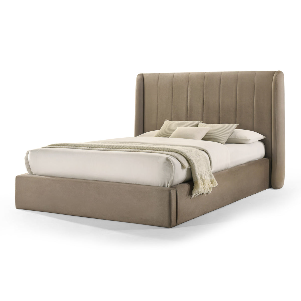 Queen Kiro - Modern Tan Fabric Bed by VIG Furniture - View 1