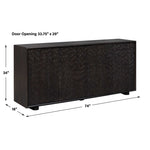 Stevenson - Chiseled 4 Door Cabinet - Black / Brown / Woodtone