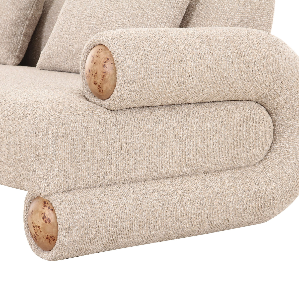 Odette - Modern Beige Fabric + White Burl Sofa by VIG Furniture - View 3