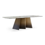 Clifford - Contemporary White Ceramic + Brushed Bronze Dining Table by VIG Furniture - View 2