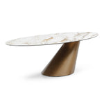 Gresham - Contemporary White Ceramic + Brushed Brass Dining Table by VIG Furniture - View 2