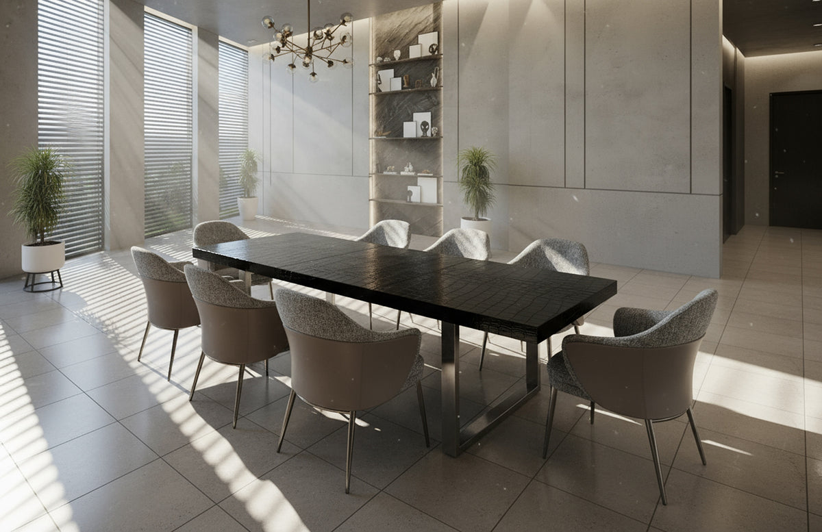 Skyline Modern Black Crocodile Lacquer Extendable Dining Table by VIG Furniture - View 10