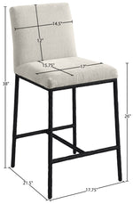Reeves - Chenille Fabric Upholstered Counter Stool (Set of 2) - Black Base