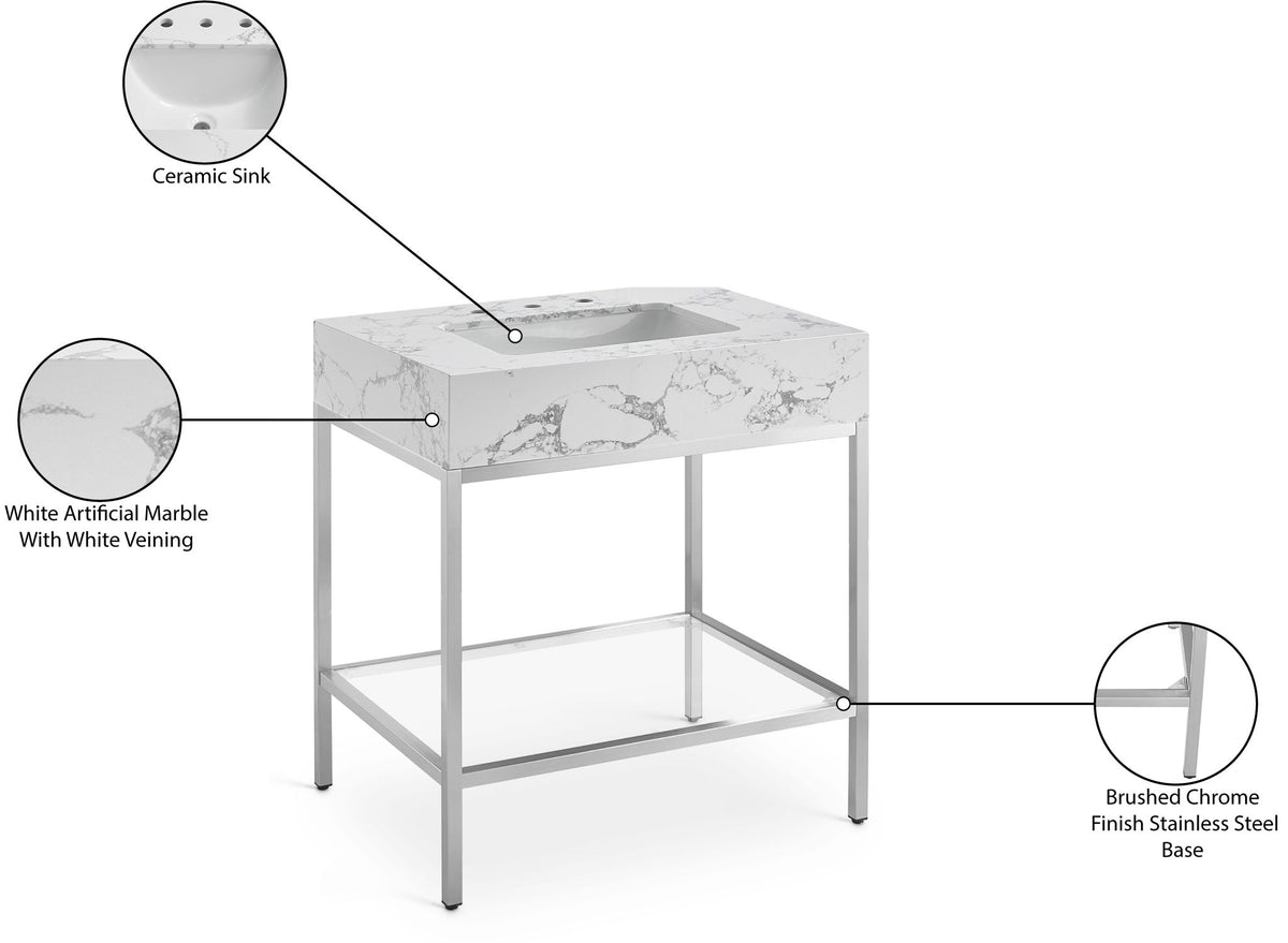 Marmo - Engineered Marble Bathroom Vanity With Chrome Base