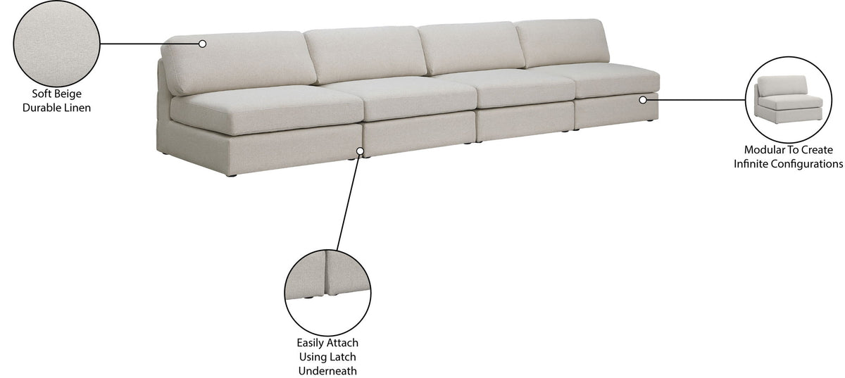 Beckham - Modular 4 Seats Armless Sofa
