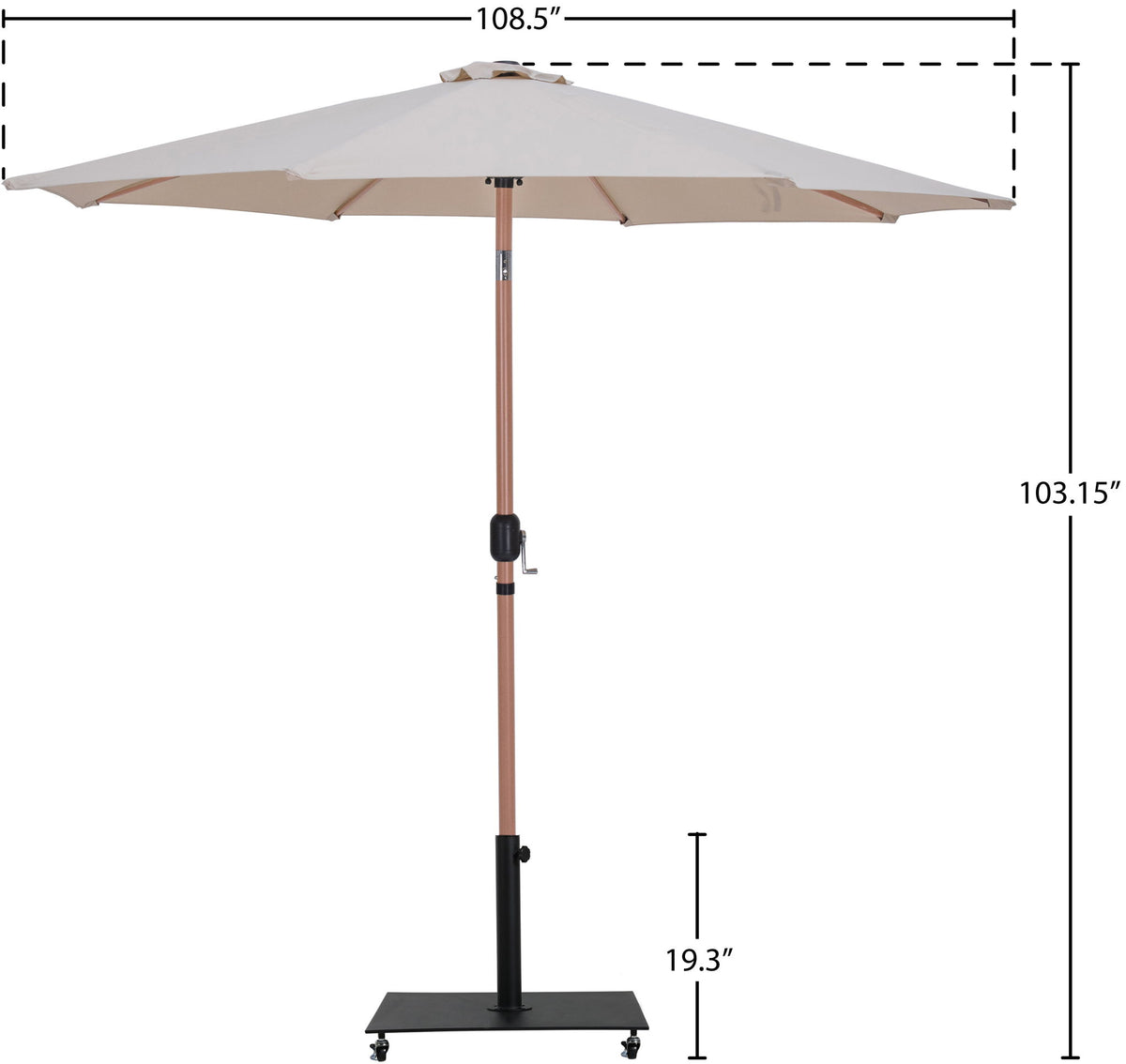 Fiji - Aluminum Patio Umbrella With Square Black And Teak Base