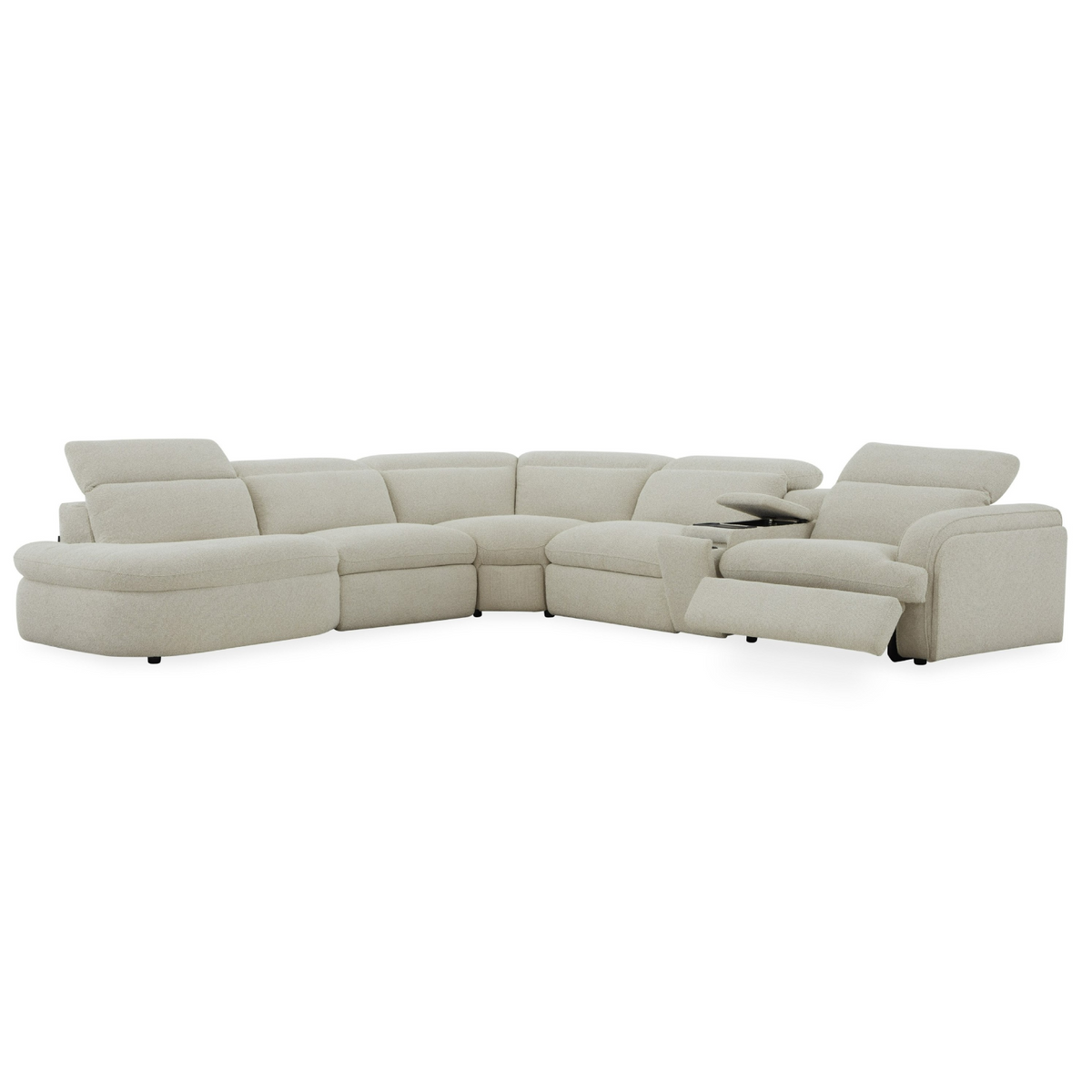 Ambler - Modern Off-White Fabric Sectional Sofa w/ 2 Power Recliners Left Facing Chaise by VIG Furniture - View 3