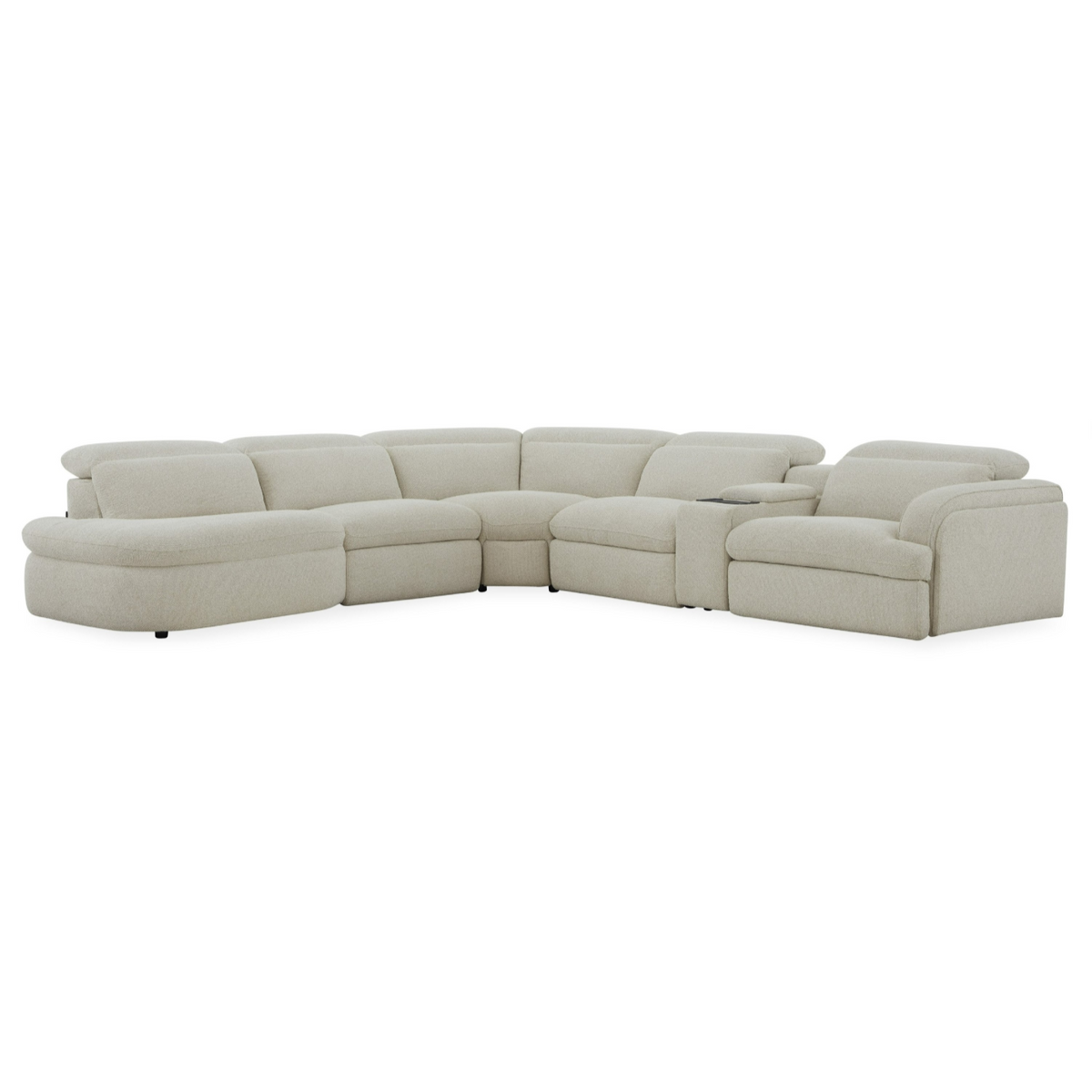 Ambler - Modern Off-White Fabric Sectional Sofa w/ 2 Power Recliners Left Facing Chaise by VIG Furniture - View 1