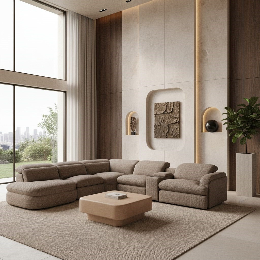 Ambler - Modern Brown Fabric Sectional Sofa w/ 2 Power Recliners Left Facing Chaise by VIG Furniture - View 9