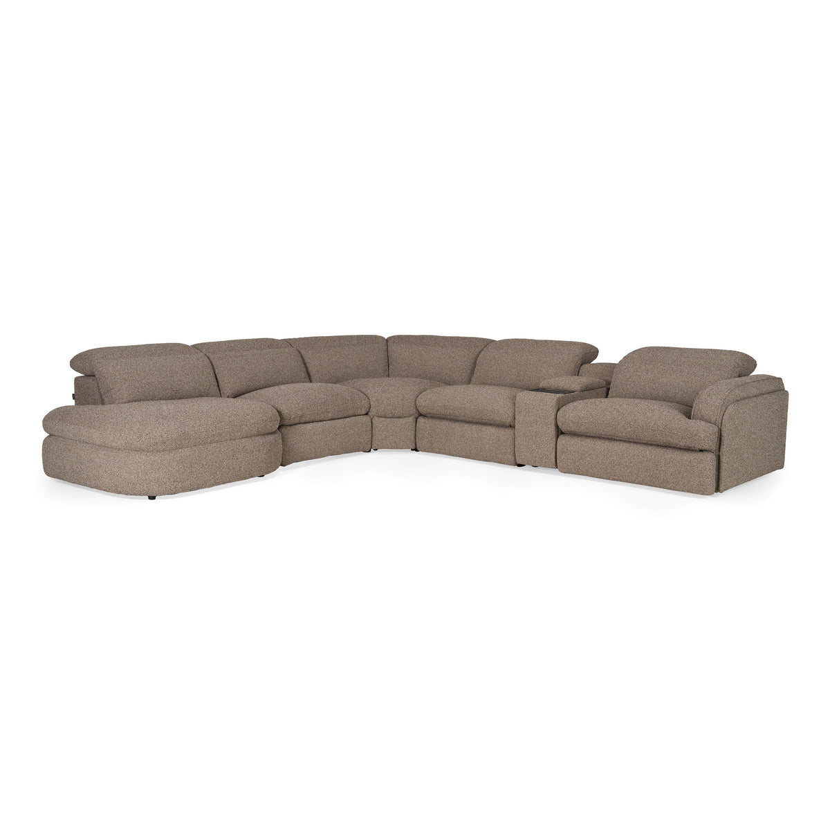 Ambler - Modern Brown Fabric Sectional Sofa w/ 2 Power Recliners Left Facing Chaise by VIG Furniture - View 1