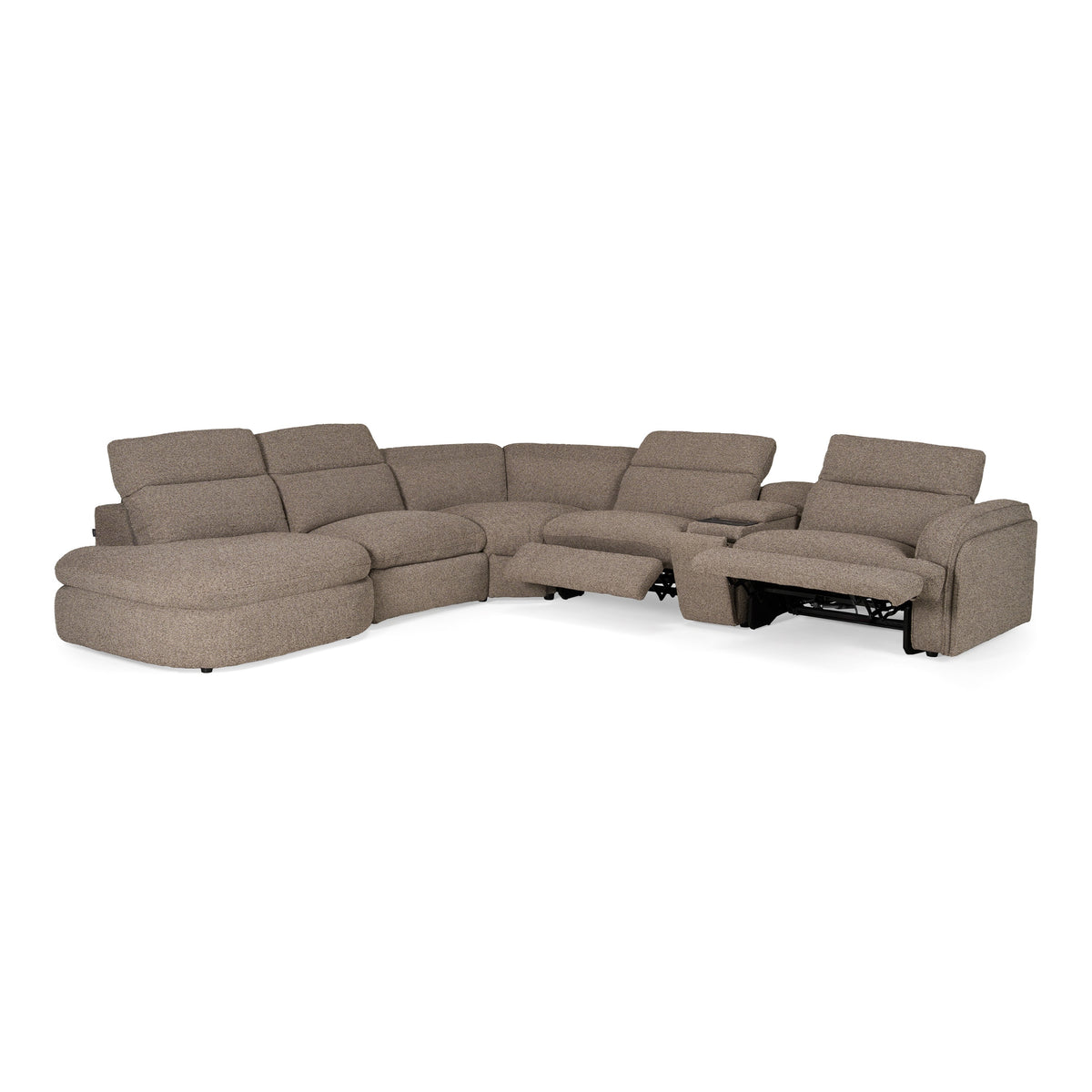Ambler - Modern Brown Fabric Sectional Sofa w/ 2 Power Recliners Left Facing Chaise by VIG Furniture - View 8