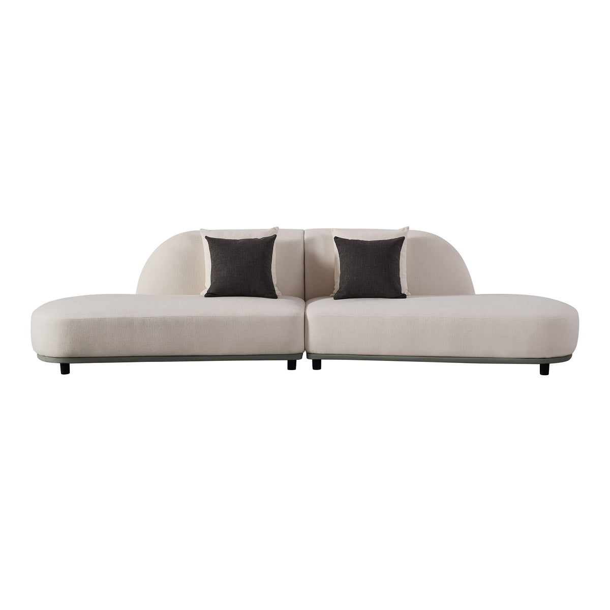 Falcone - Contemporary Off-White + Grey Bonded Leather Curved Sectional Sofa by VIG Furniture - View 2