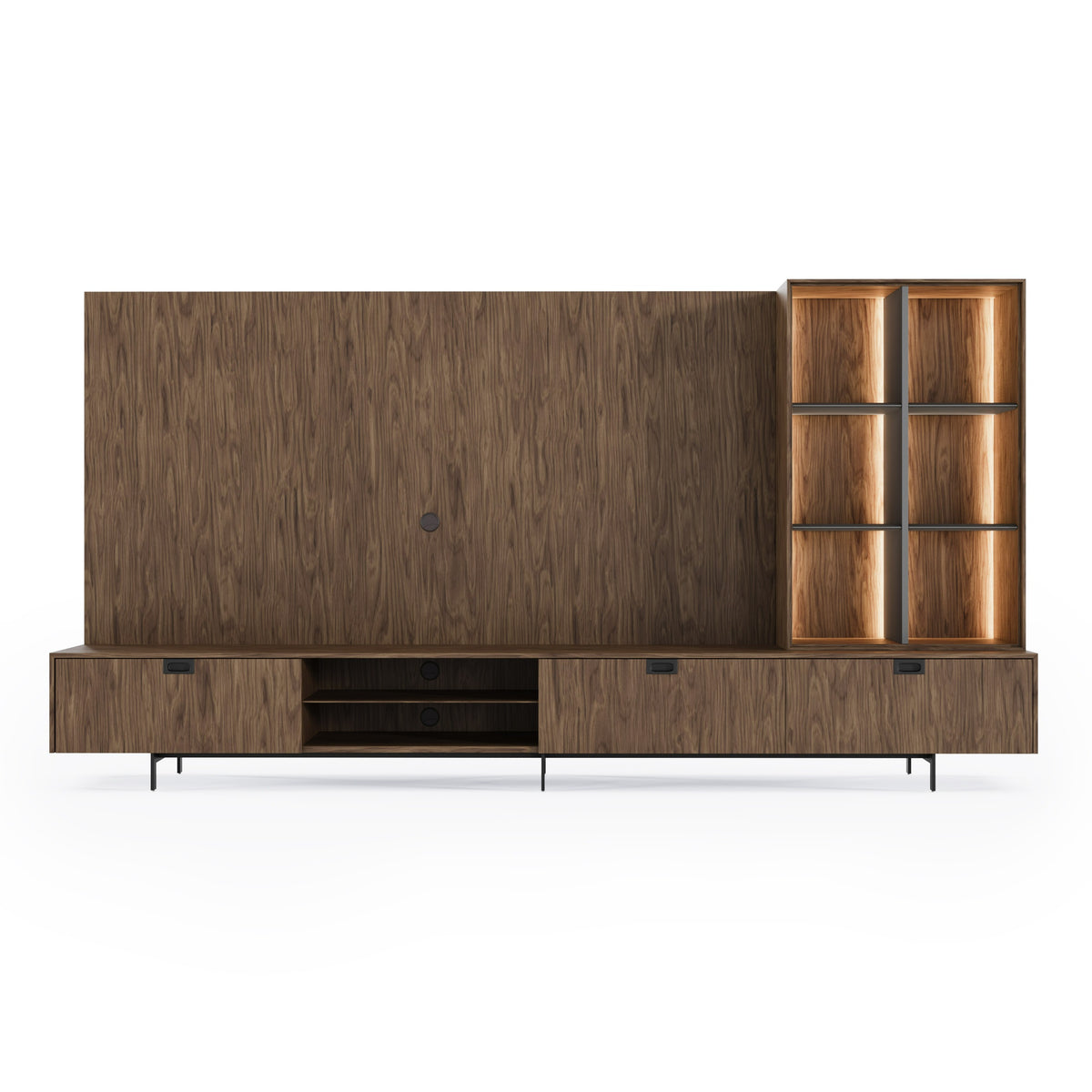 Raskin - Contemporary Walnut Entertainment Center w/ LED Lighting by VIG Furniture - View 1