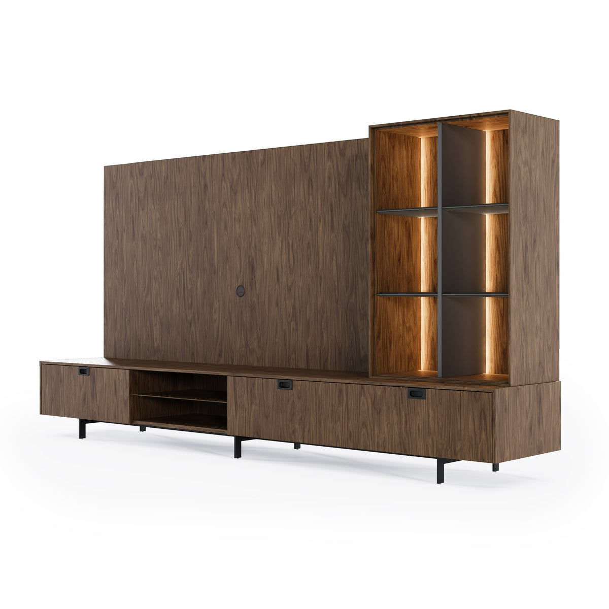 Raskin - Contemporary Walnut Entertainment Center w/ LED Lighting by VIG Furniture - View 2