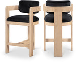 Sacha - Velvet Stool With Natural Base