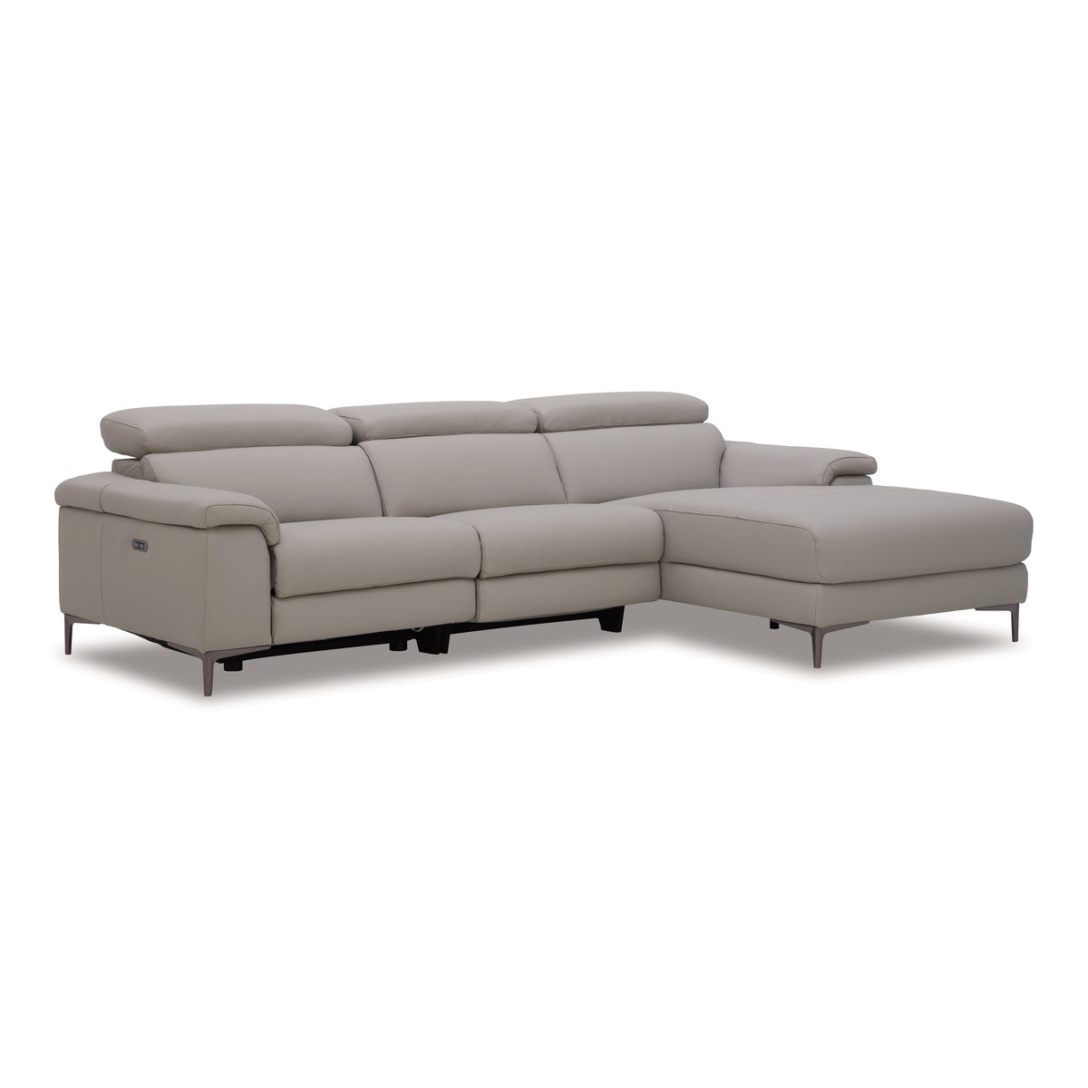 Meidas - Modern Light Grey Leather Sectional Sofa + 2 Recliners - Right Facing Chaise by VIG Furniture - View 2