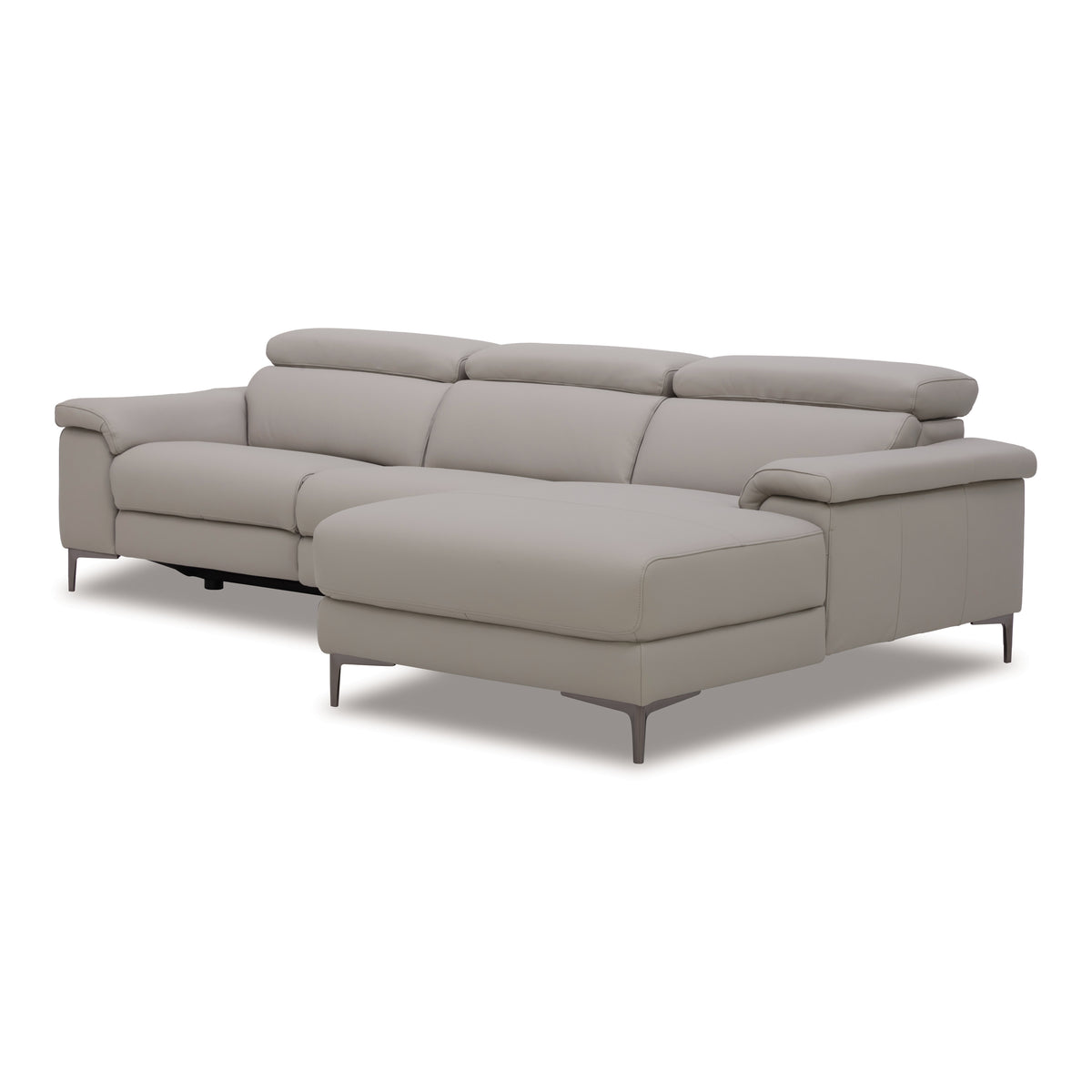 Meidas - Modern Light Grey Leather Sectional Sofa + 2 Recliners - Right Facing Chaise by VIG Furniture - View 5
