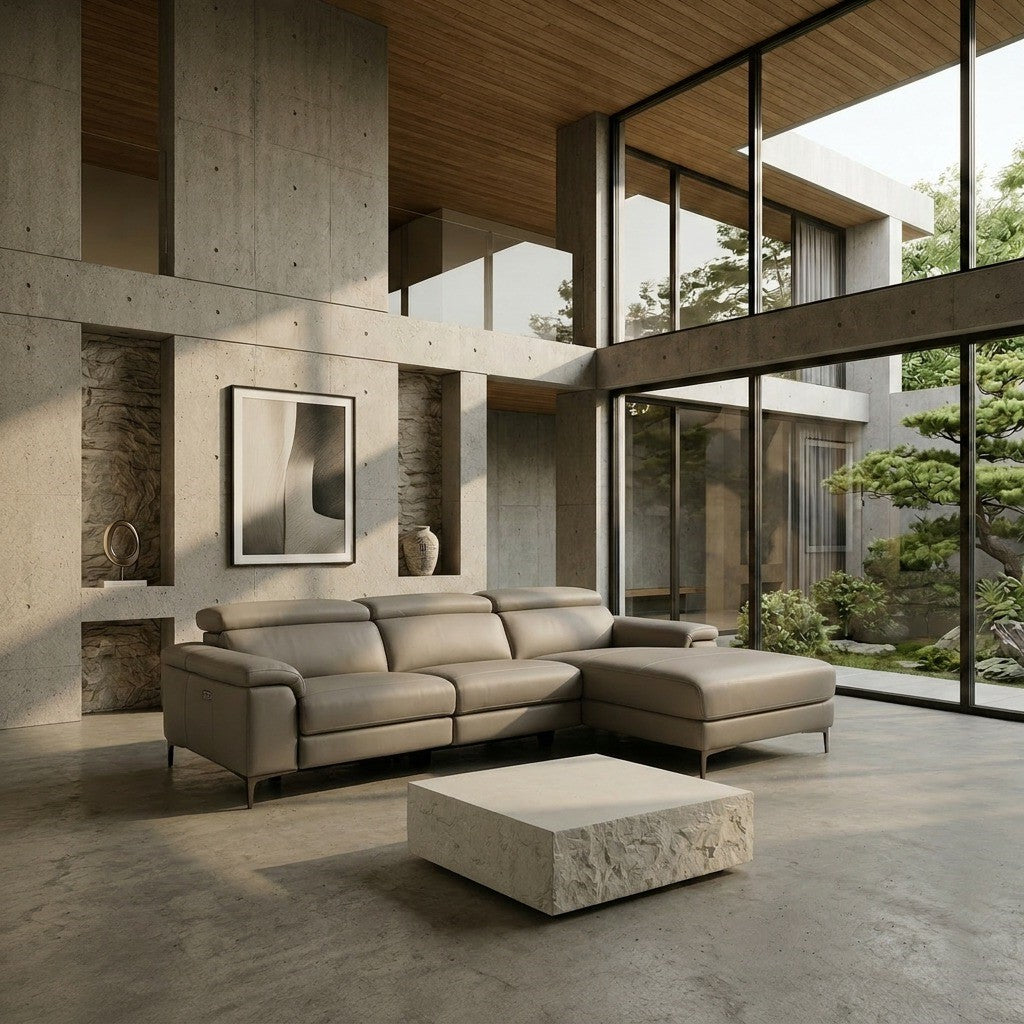 Meidas - Modern Light Grey Leather Sectional Sofa + 2 Recliners - Right Facing Chaise by VIG Furniture - View 18