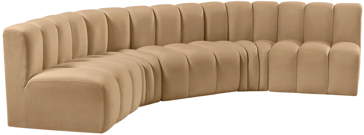 Arc - Velvet 5 Piece U-Shaped Modular Sofa