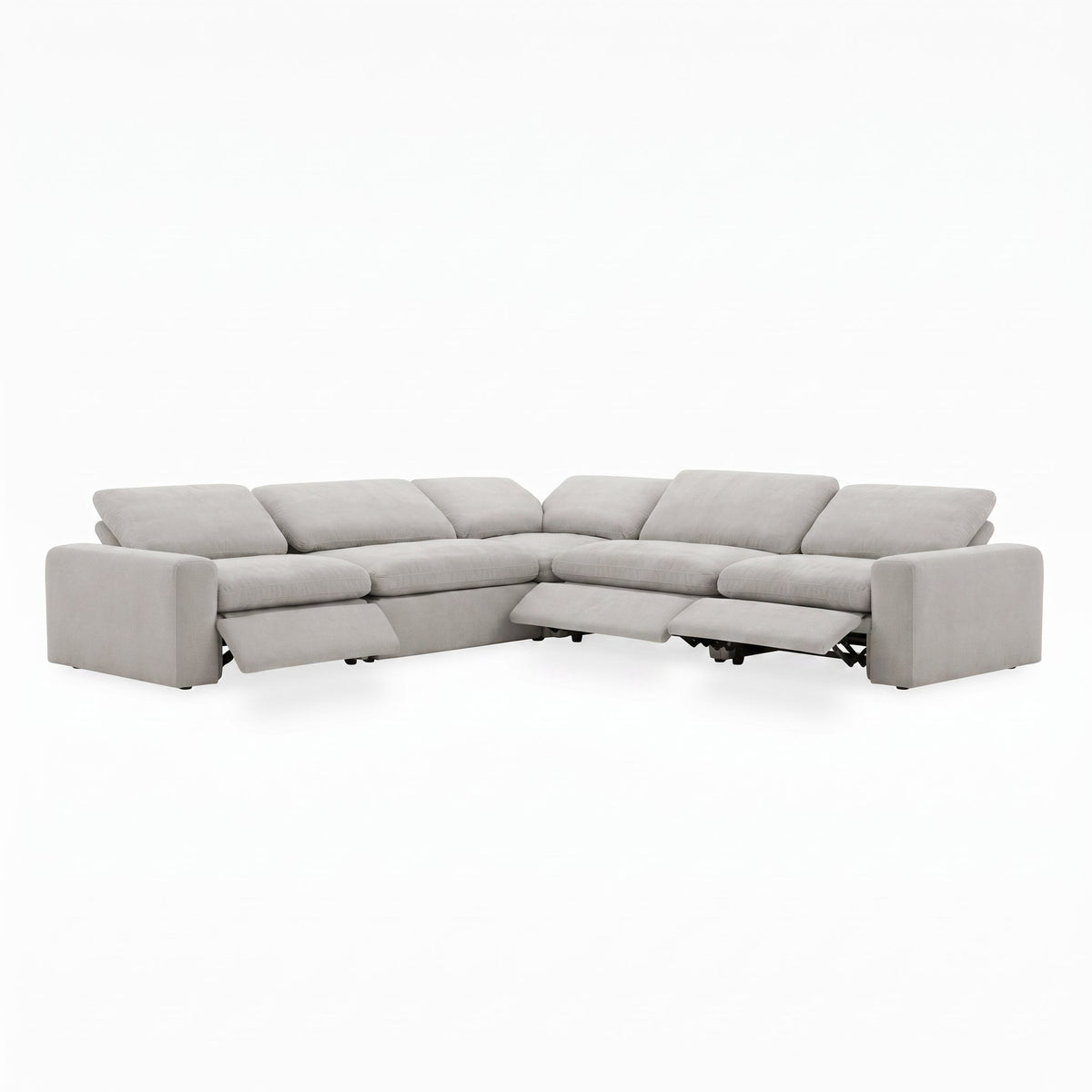 Nouveau Corinth - Modern Grey Fabric Sectional Sofa with 3 Power Recliners & Headrests by VIG Furniture - View 2