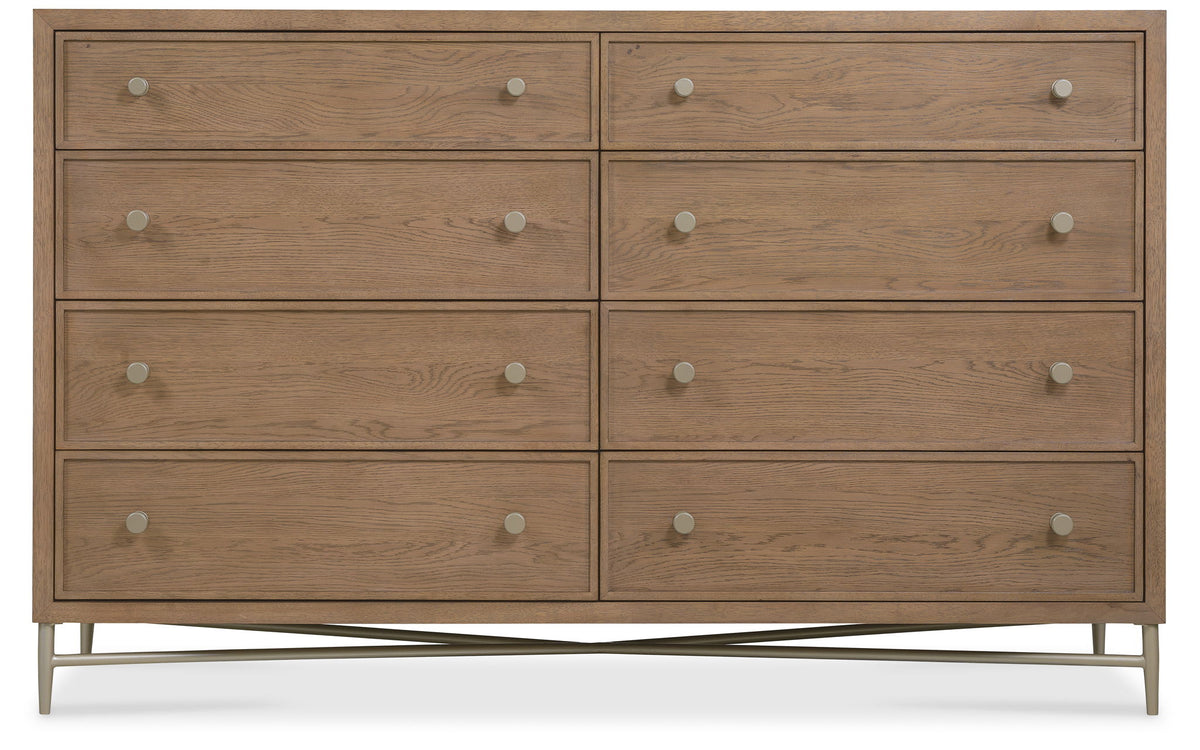 Sonnet - Eight-Drawer Dresser - Dark Gray / Light Brown