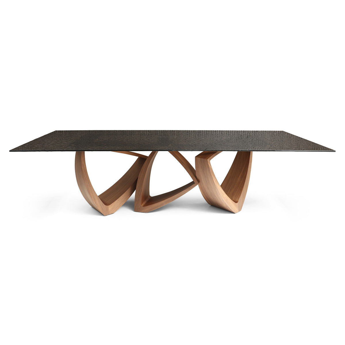 Nouveau Dollemore - Modern Brown Wave Glass + Walnut Dining Table by VIG Furniture - View 1