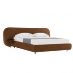 Nouveau Braun - Modern Brown Fabric Bed w/ Glass Tables by VIG Furniture - View 2