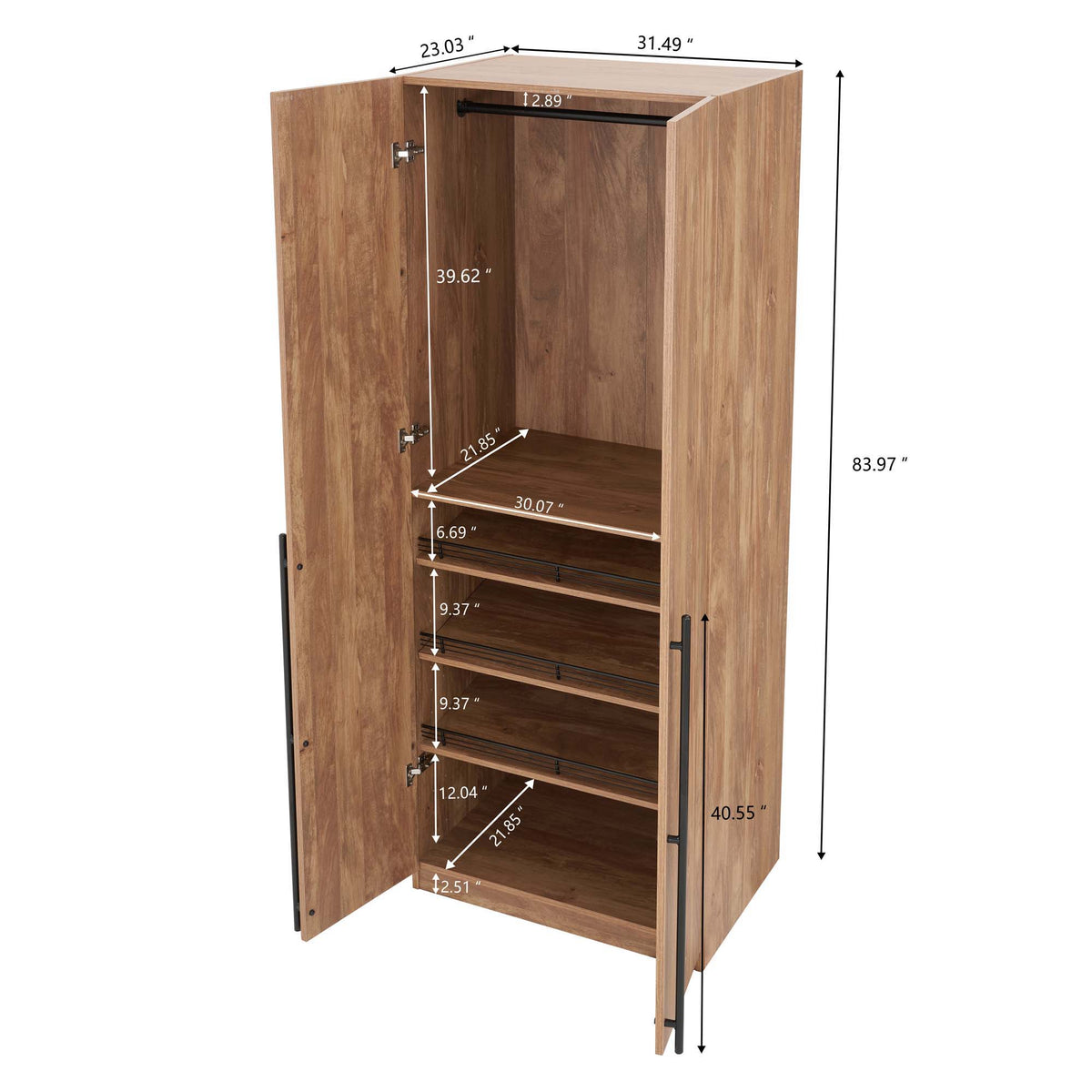 Manhattan Lee - Wardrobe Closet With Hanging Rod And Shoe Shelves